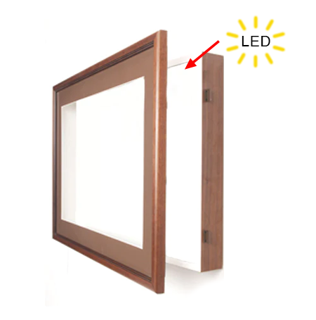 SwingFrame Designer Oak Framed Shadow Box + Interior Lighting | 1" Deep Shadowboxes