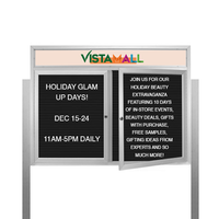 EXTREME WeatherPLUS Multi-Door Radius Edge Outdoor Enclosed Letter Boards with Header and Posts | Shown in Satin Silver finish with Black Letterboard Panel and 2 Locking Doors
