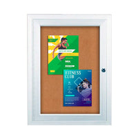Outdoor Enclosed Bulletin Board Display Case 27 x 41 | Wall Metal Cabinet with Single Lockable Door for Posters, Menus, Messages +