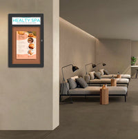 18 x 24 Indoor Enclosed Bulletin Board with Header and Light (Radius Edge)