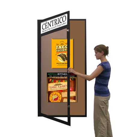 48 x 48 Extra Large Indoor Enclosed Bulletin Boards w Header and Light ...