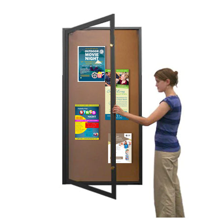 Extra Large 24 x 48 Indoor Enclosed Bulletin Board Swing Cases with Light (Single Door)