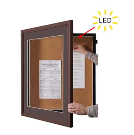 SwingFrame 30 x 30 Wood Framed Designer Bulletin Board with Light