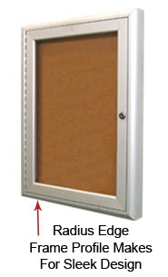 Indoor Enclosed Bulletin Board 19" x 31" with Radius Edge Corners | Black Display Case