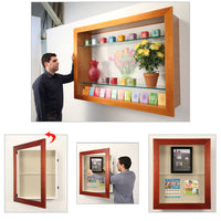 WIDE WOOD SHADOW BOX 20 x 30 WITH SHELVES (5" DEEP) | WALL MOUNT