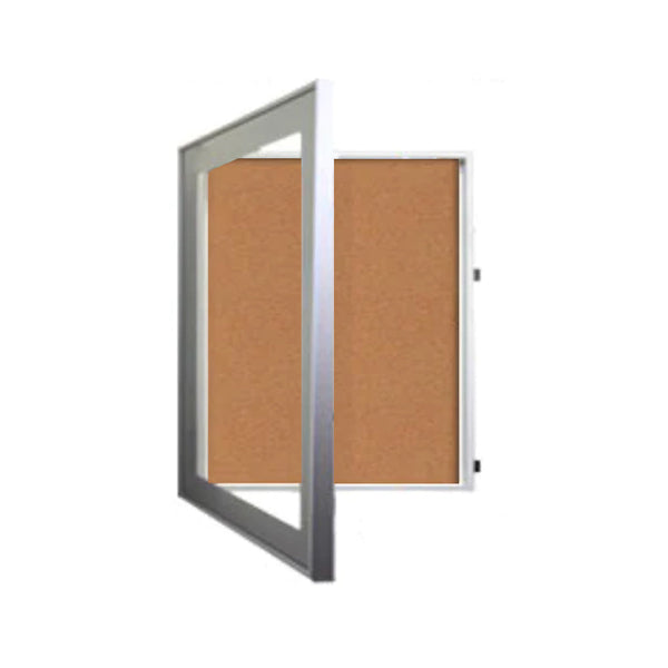 30 x 30 SwingFrame Designer 4 Inch Deep Shadow Box Display Case w Cork Board and Light - Metal Framed