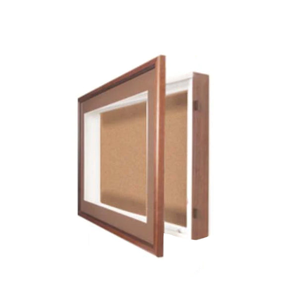 36x48 SwingFrame Designer Wood Framed Lighted Cork Board Display Case 2 Inch Deep