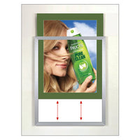 TOP LOADER SIGN FRAME 16" x 24" WITH 2" WIDE MAT BOARD (SHOWN IN SILVER WITH GREEN MAT BOARD)