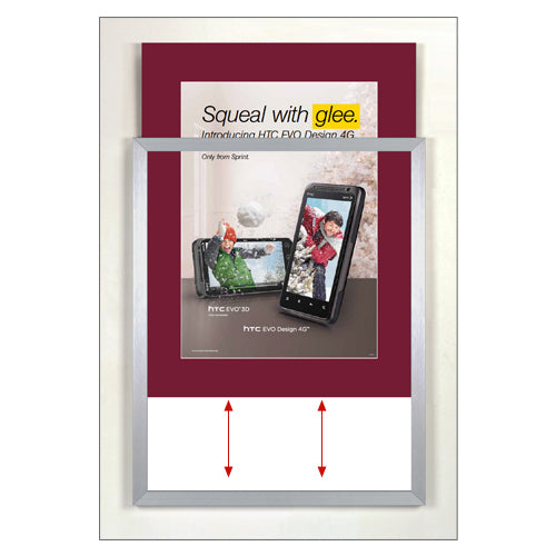 TOP LOADER SIGN FRAME 24" x 48" WITH 3" WIDE MAT BOARD (SHOWN IN SILVER WITH CRANBERRY MAT BOARD)