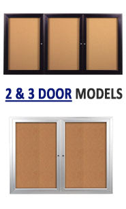 Indoor Enclosed Bulletin Boards - 2 and 3 Doors | 35+ Cabinet Sizes