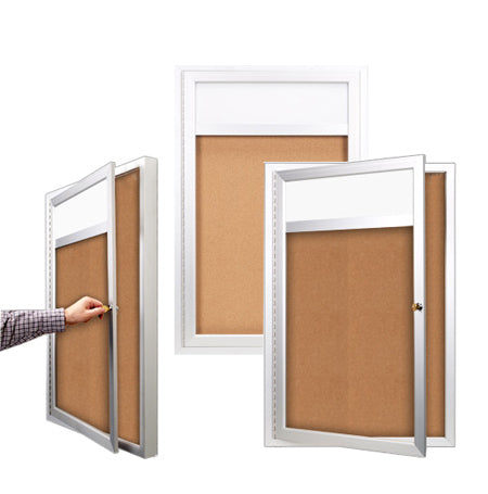 Indoor Enclosed Bulletin Boards 36 x 36 w Header & Light (Single Door)
