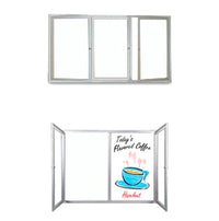 Outdoor Enclosed Dry Erase Marker Board with Radius Edge (2 and 3 Doors) - White Porcelain Steel