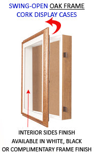 SwingFrame Oak Shadow Box Display Case with Cork Board 4” Deep