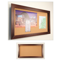 WIDE WOOD ENCLOSED CORK BOARD SHADOW BOXES 3" DEEP CAN BE BUILT LANDSCAPE (SHOWN in RICH WALNUT)
