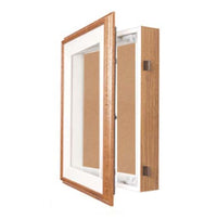 16x20 SwingFrame Designer Oak Wood Framed Cork Board Display Case 2" Deep