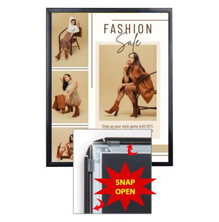 27 x 41 Poster Snap Frames | 1 1/4" Profile | "SwingSnap" Fast Change Aluminum Snap Open Frame