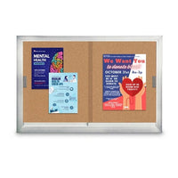 Indoor Bulletin Boards with 2 or 3 Sliding Glass Doors | Classic Mitered Metal Cabinet in 20+ Sizes