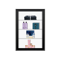 Wall Mount SwingFrame Designer Metal Frame Display Case 12" Deep with Wooden Shelves in 25+ Sizes