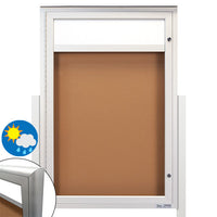 EXTREME WeatherPlus Radius Edge Outdoor Enclosed Bulletin Board Stand | Shown in Silver Finish in Portrait orientation