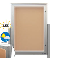 EXTREME WeatherPLUS™ Radius Edge Outdoor Enclosed Bulletin Board Stands with LED LIGHTS | Freestanding Metal Display Cases in 15+ Sizes