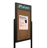 24 x 48 Extra Large Outdoor Enclosed Bulletin Board Lighted Display Case w Header + 2 Posts (One Door)