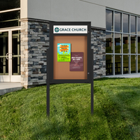 EXTREME WeatherPlus Radius Edge Outdoor Enclosed Poster Case with Message Header with Posts | Shown In Black Frame Finish