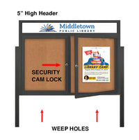 Outdoor Enclosed Illuminated Header Poster Display Cases (with Radius Edge & Leg Posts) (2 & 3 Doors)