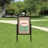 EXTREME WeatherPLUS™ Radius Edge Outdoor Enclosed Poster Case Stands with LED LIGHTS | Shown In Black Frame Finish