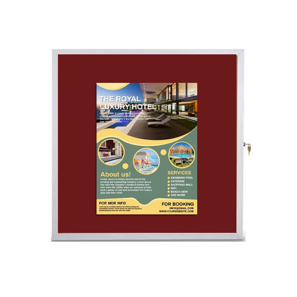 30 x 36 Ultra Thin Indoor Enclosed Bulletin Board | Lockable Single Door Poster and Notice Display Case