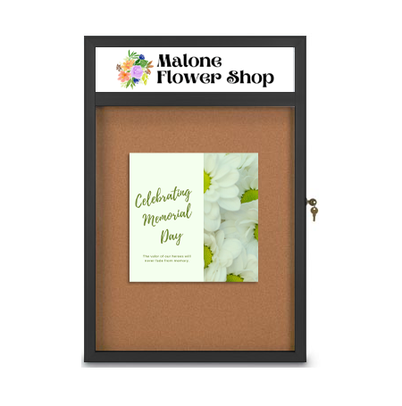 Ultra Thin 12 x18 Enclosed Cork Board with Header