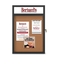 Ultra Thin 36 x 36 Enclosed Cork Board with Header