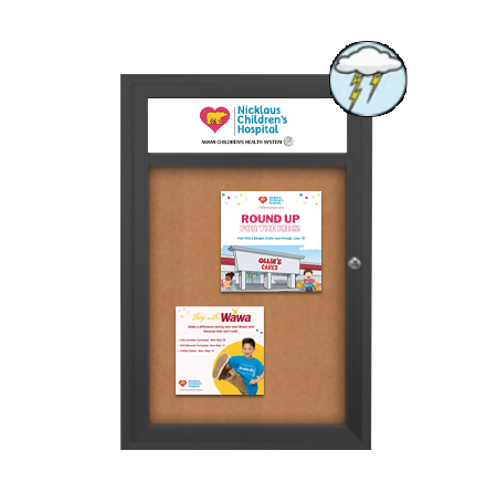 Outdoor Enclosed Bulletin Boards with Header 24 x 36 (Single Door)