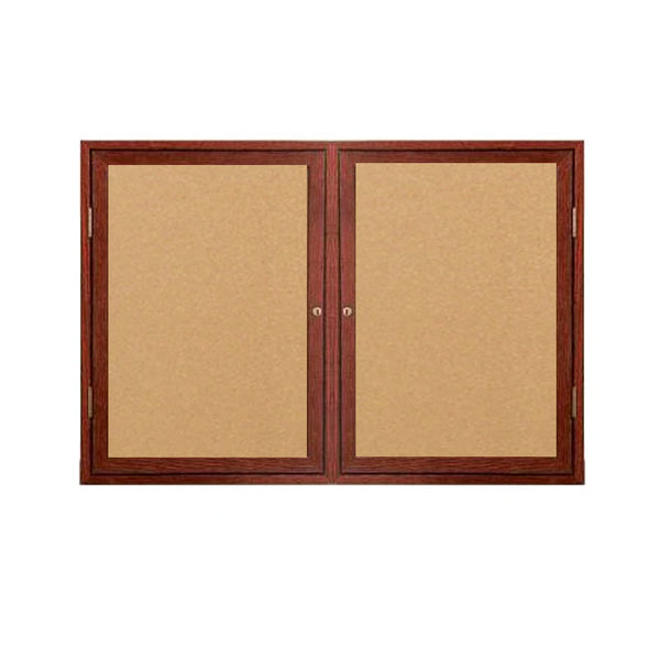 Enclosed Indoor Wood Bulletin Boards with Lockable 2 and 3-Door Wall Display Cases, 35+ Sizes in Three Hardwood Finishes