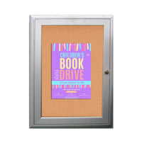 22 x 28 Outdoor Enclosed Bulletin Board | Smooth Radius Edge Corners Metal Cabinet in Four Finishes