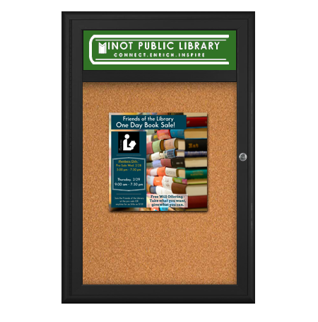 24 x 36 Outdoor Enclosed Bulletin Boards with Header and Lights (Radius Edge)