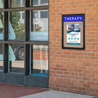 Extreme WeatherPlus Radius Edge Outdoor Bulletin Board Display Case with Header and LED Lighting | Shown with Black Finish