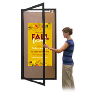 Extra Large 24x96 Outdoor Enclosed Bulletin Board Swing Cases with Lights (Single Door)