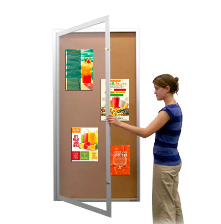 Extra Large 36x96 Outdoor Enclosed Bulletin Board Swing Cases with Lights (Single Door)