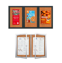 Enclosed Indoor Bulletin Boards Lighted with 2-3 Door Wall Display Cases
