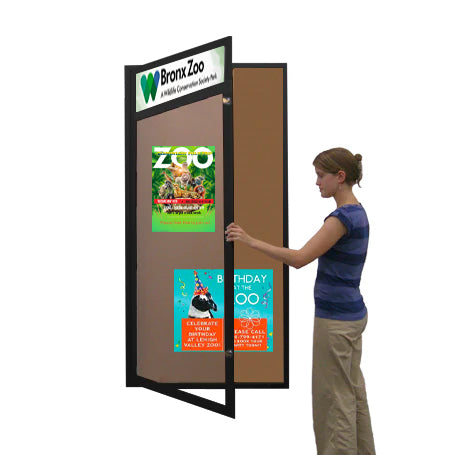 Extra Large 36 x 60 Indoor Enclosed Bulletin Board w Header (Single Door)