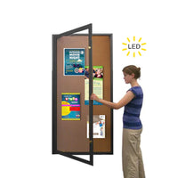 Extra Large 24 x 48 Indoor Enclosed Bulletin Board Swing Cases with Light (Single Door)