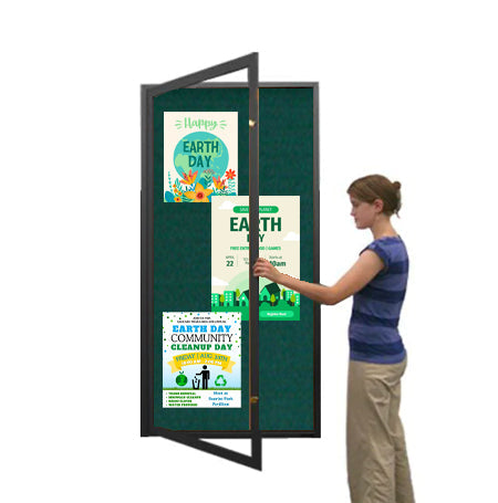 Extra Large 24 x 84 Indoor Enclosed Bulletin Board Swing Cases with Light (Single Door)