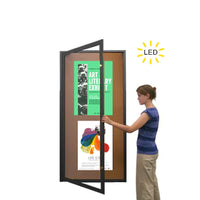 Extra Large 24 x 96 Indoor Enclosed Bulletin Board Swing Cases with Light (Single Door)