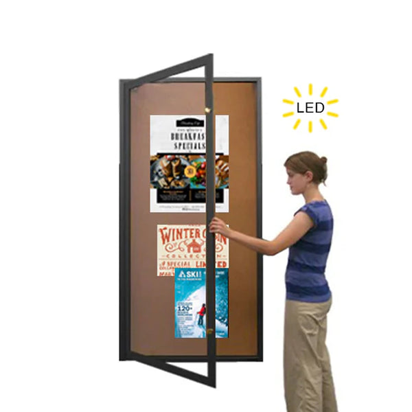 Extra Large 36 x 60 Indoor Enclosed Bulletin Board Swing Cases with Light (Single Door)