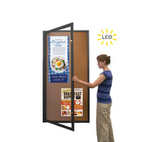 Extra Large 48x48 Indoor Enclosed Bulletin Board with LED Light | Single Door Metal Display Case