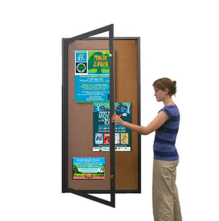 SwingCase Wall Mount, Extra Large Indoor Enclosed Bulletin Boards with LED Lighting | Large Single Door Metal Cabinet 15+ Sizes