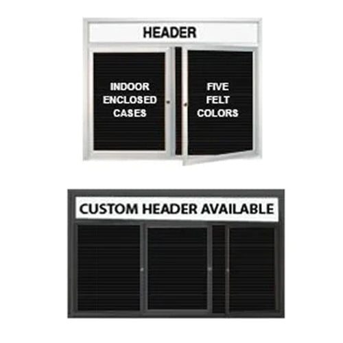 Indoor Enclosed Letter Boards with Header and Radius Edges | Multiple Doors 2-3 Door Models in 20 Sizes