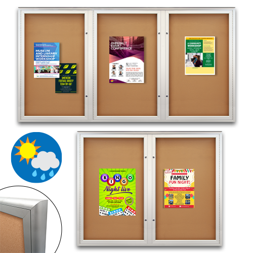 EXTREME WeatherPlus™ Radius Edge Enclosed Outdoor Poster Cases | Wall Mount Lockable 2-Door and 3-Door Display Cases