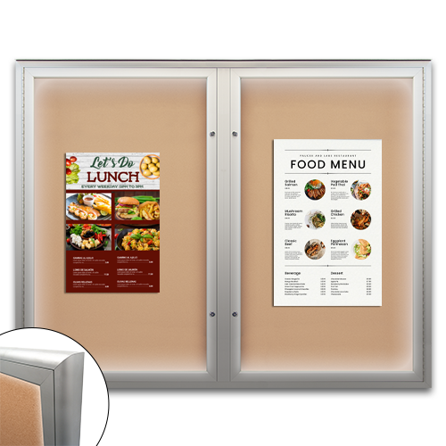 EXTREME WeatherPlus™ Enclosed Radius Edge Outdoor Poster Cases with LED Lights | Shown In 2-Door Frame 
