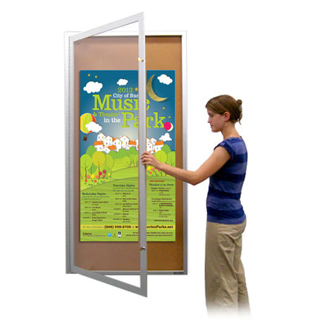 Extra Large Outdoor Enclosed Poster Display Cases with Light, Wall Mount Corkboard + XL Single Hinged Door Cabinet in 15+ Sizes and Custom